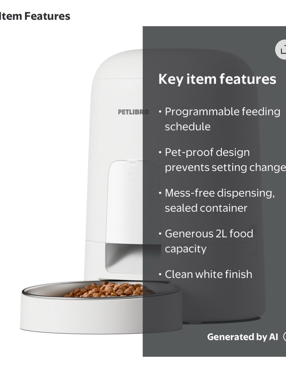 White Automatic Dog Feeder with Detachable Bowl - PLAF108 - Picture 7 of 9